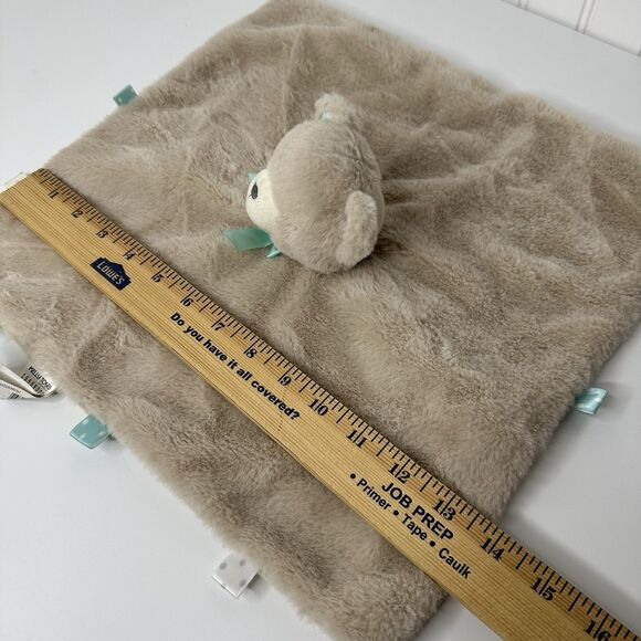 Kellytoy Brown Sleeping Bear Security Blanket Baby Toddler Lovey Green Bow Soft - Picture 9 of 10